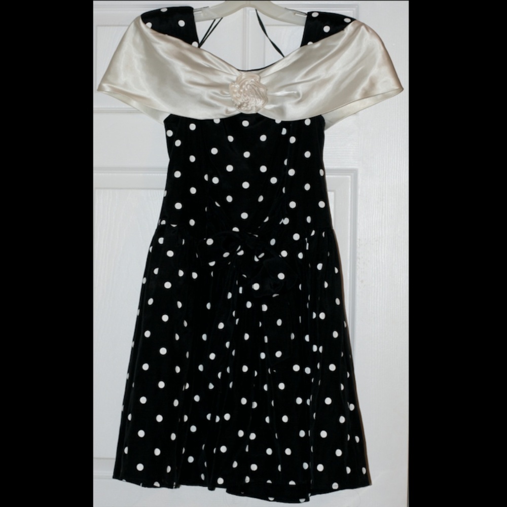 Vintage 1950s Navy Polka Dot Cocktail Swing Dress